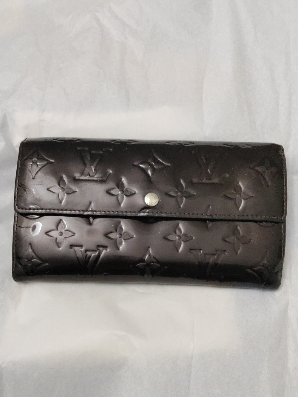 Louis Vuitton Vernis Long Wallet in Dark Burgundy Patent Leather